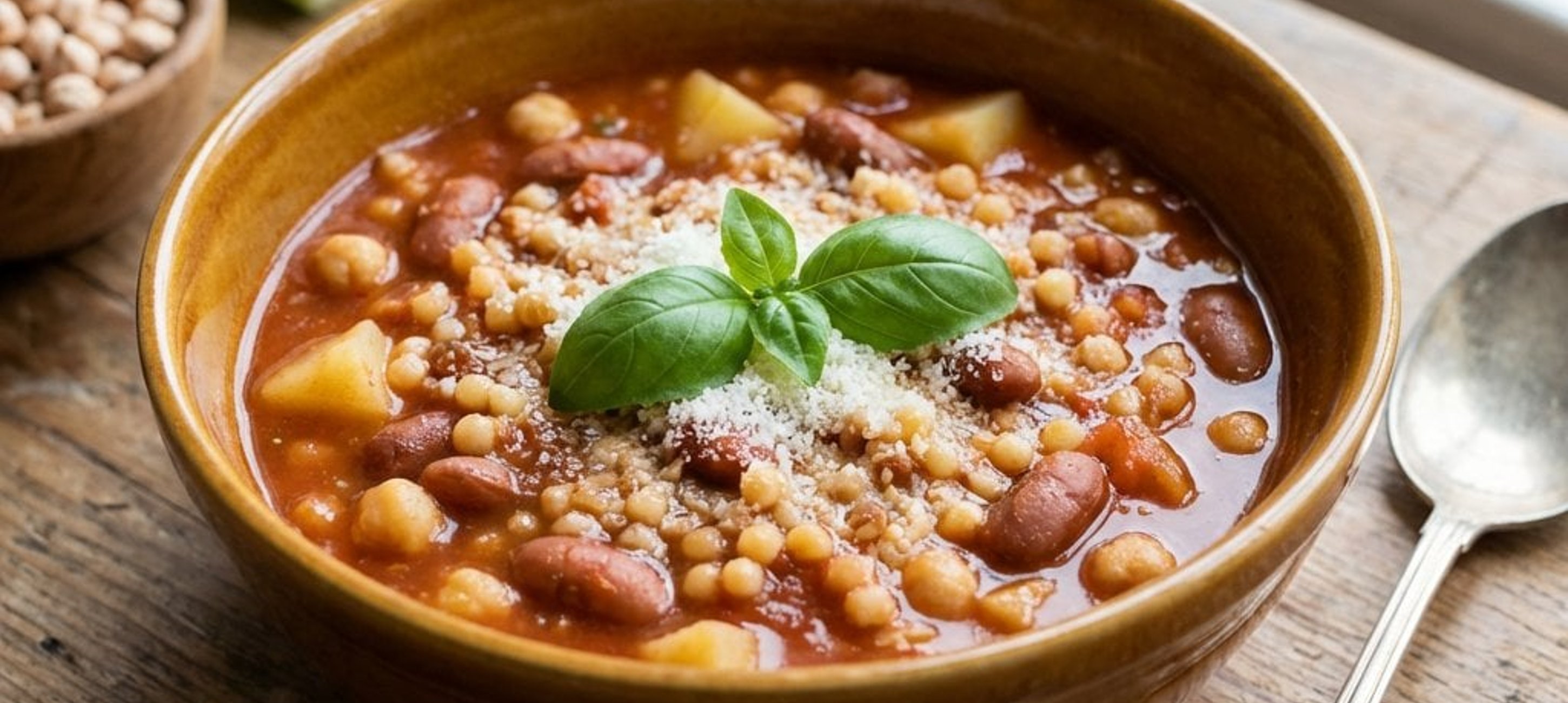 Sardische Minestrone mit Fregola und Pecorino