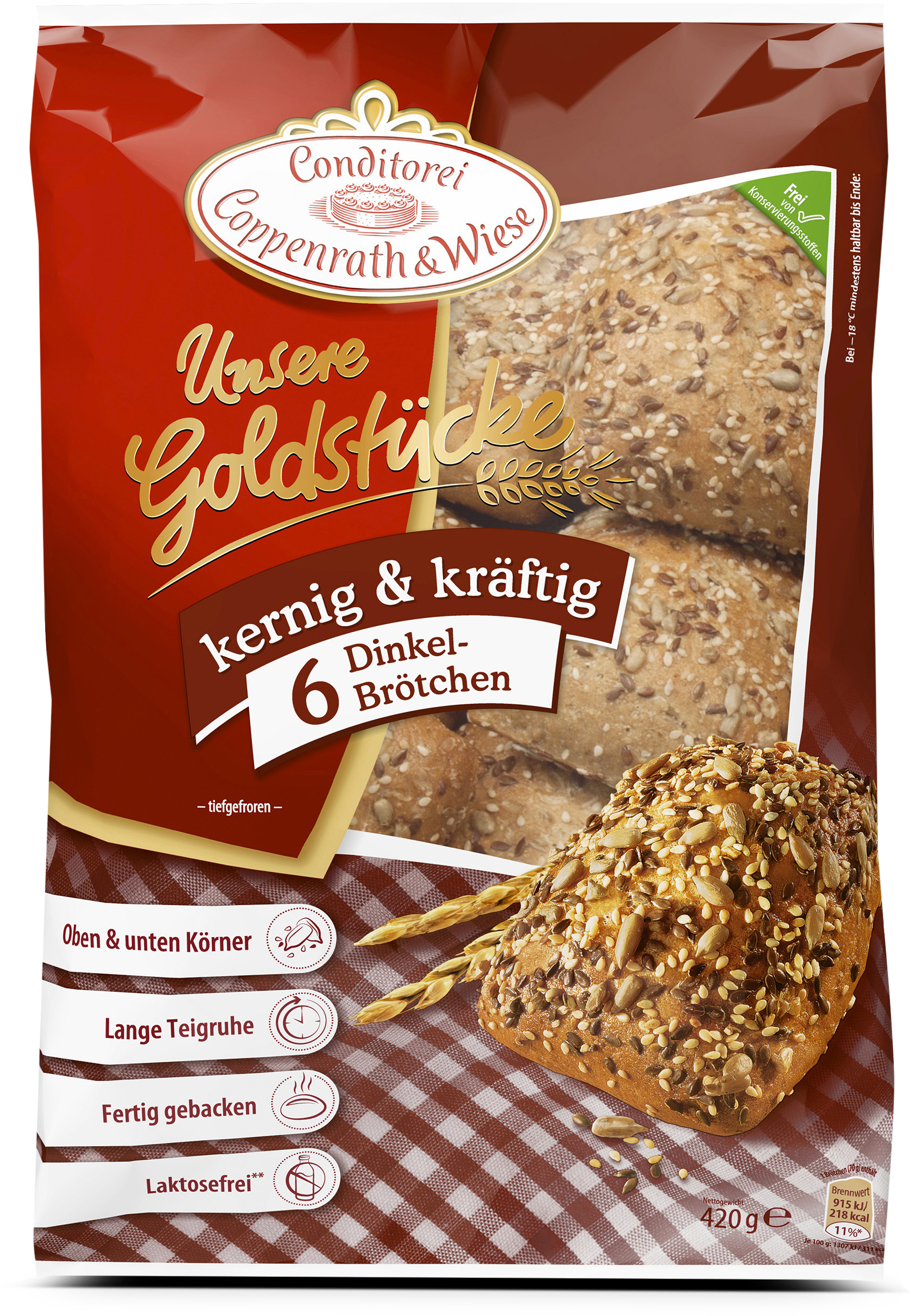 Conditorei Coppenrath & Wiese Unsere Goldstücke Dinkel-Brötchen 6 Stück