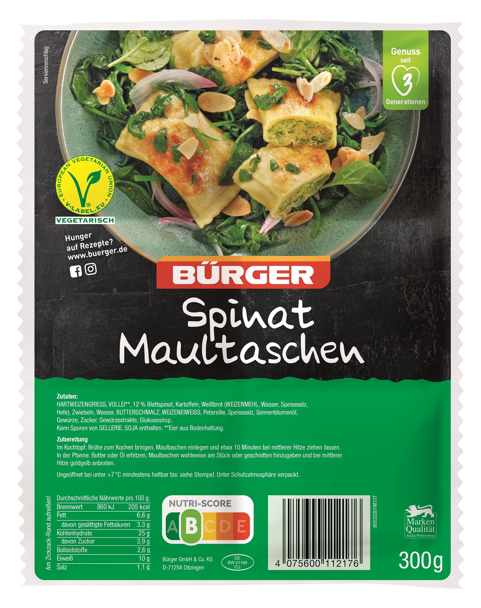 Spinat-Maultaschen Stück Bürger 6