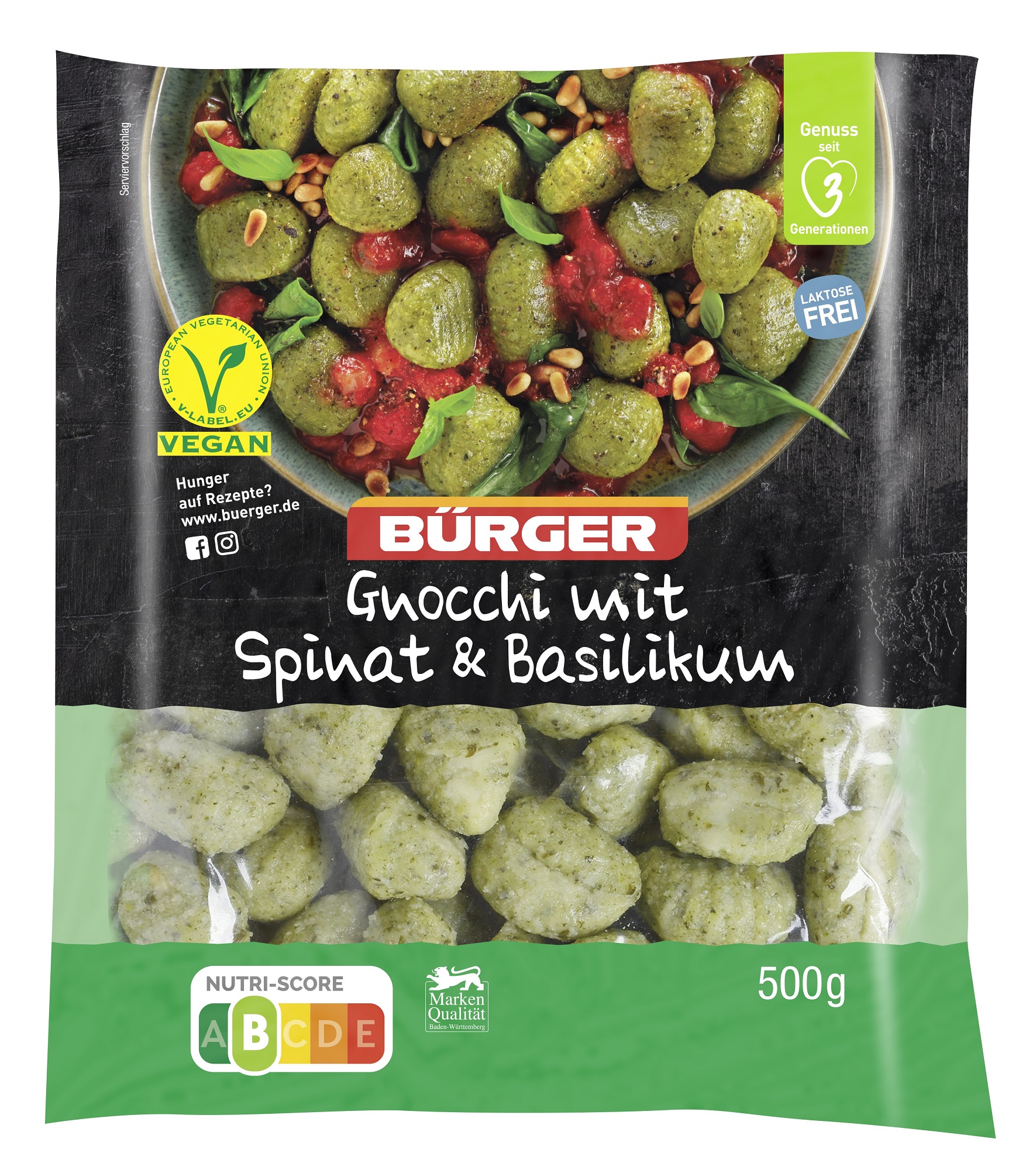 Bürger Gnocchi mit Spinat &amp; Basilikum VEGAN