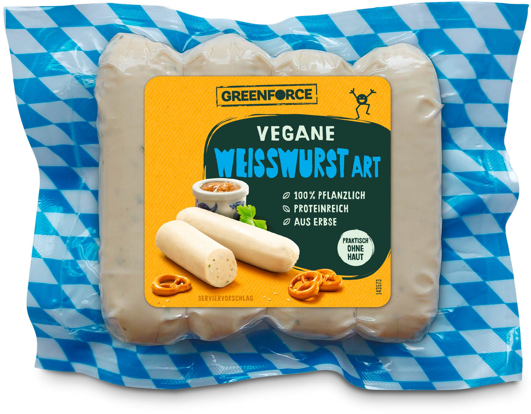 GREENFORCE Frische Weißwurst Art 4 Stück VEGAN