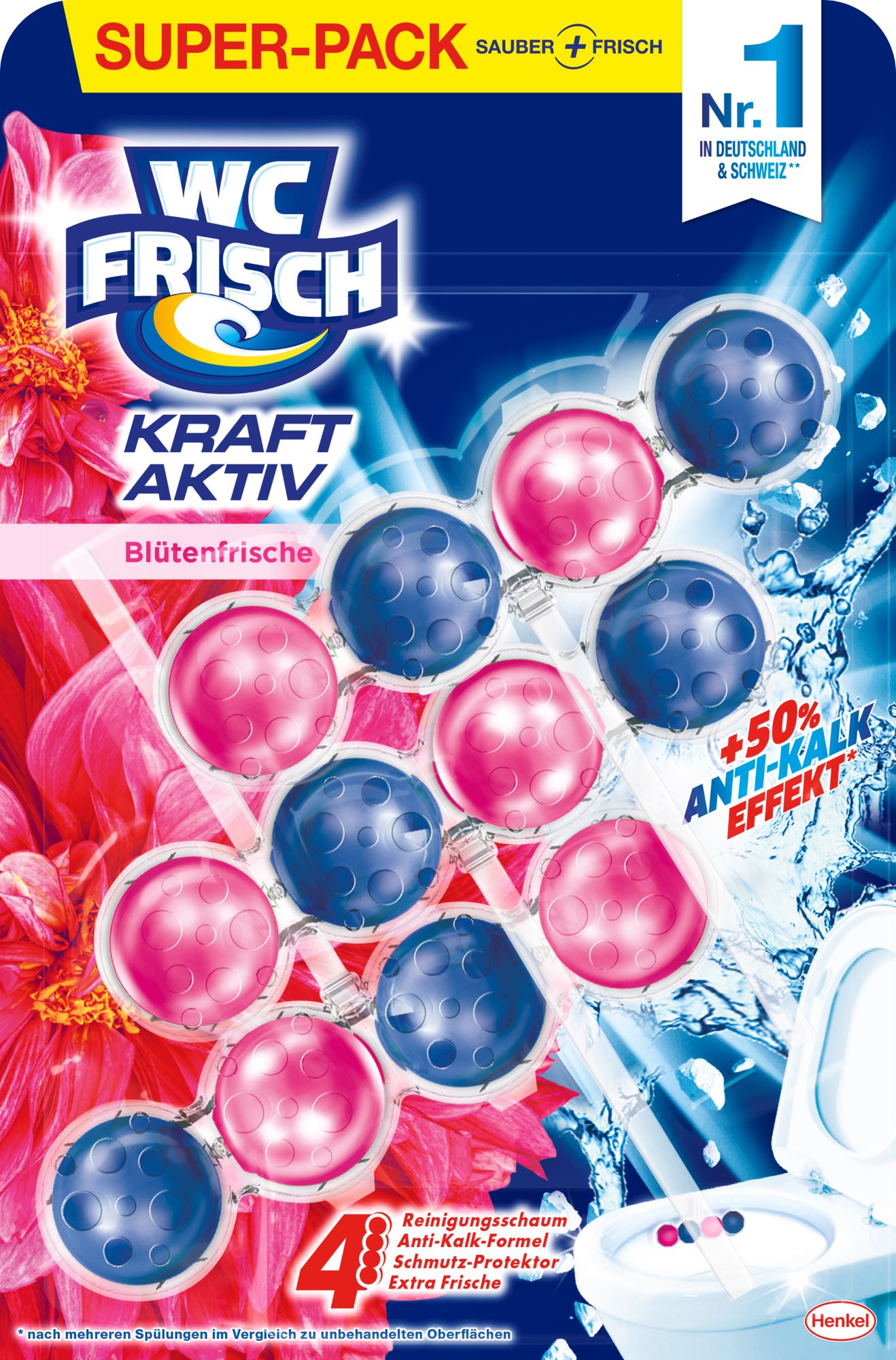 WC Frisch Kraft Aktiv Duftspüler Blüten-Frische, Trio-Pack