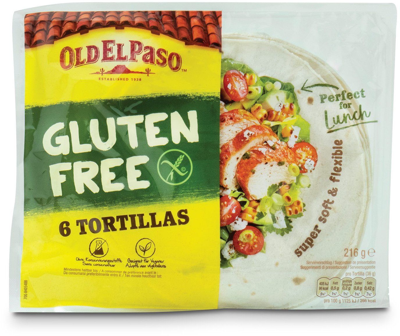 OLD EL PASO Tortillas, glutenfrei 6 Stück a 36g 15cm