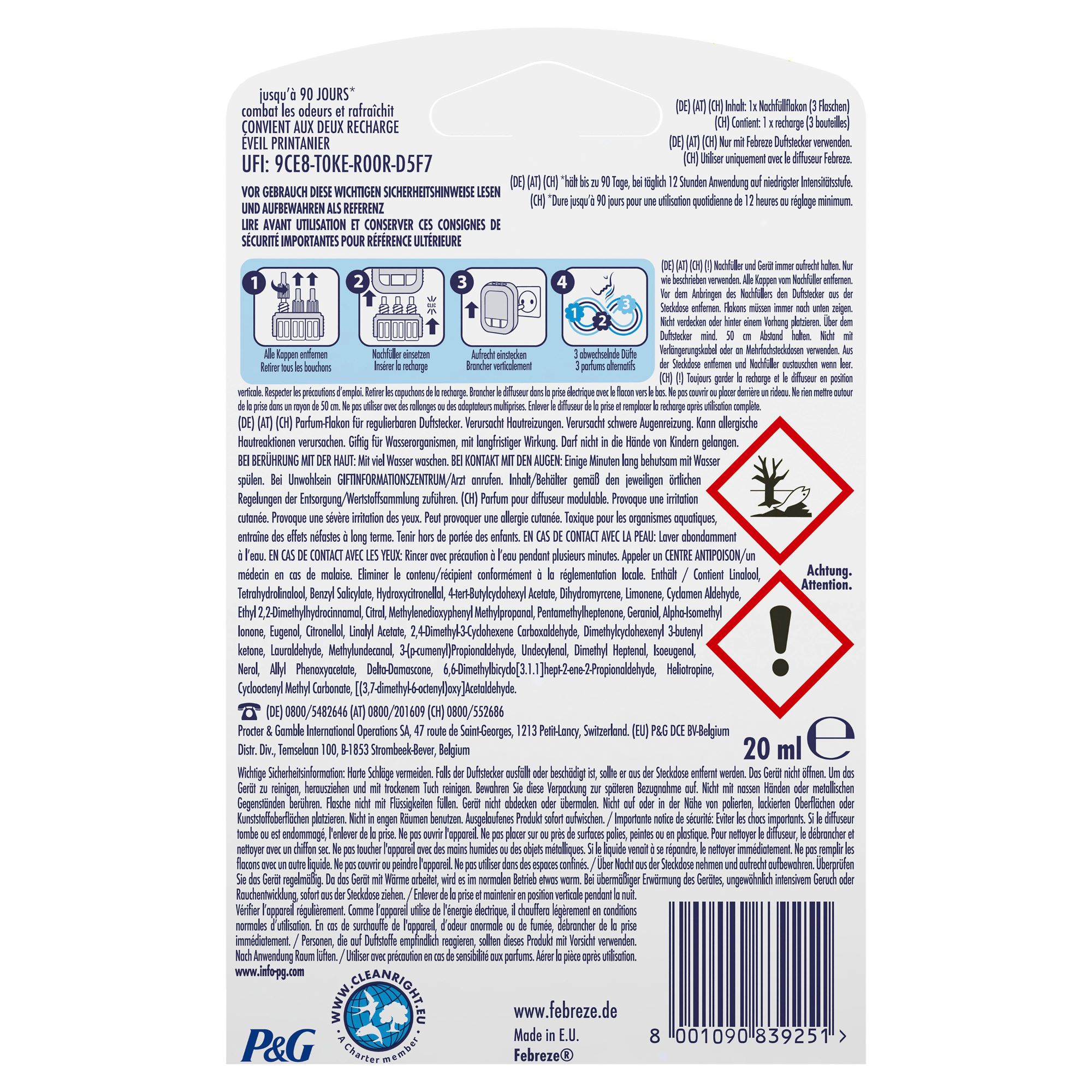 Febreze Lufterfrischer Duftstecker 3 Volution Aprilfrisch Nachfüllpack, 20  ml
