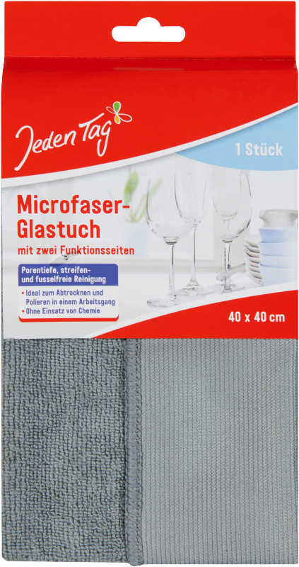 Jeden Tag Microfaser Glastuch 40x40cm