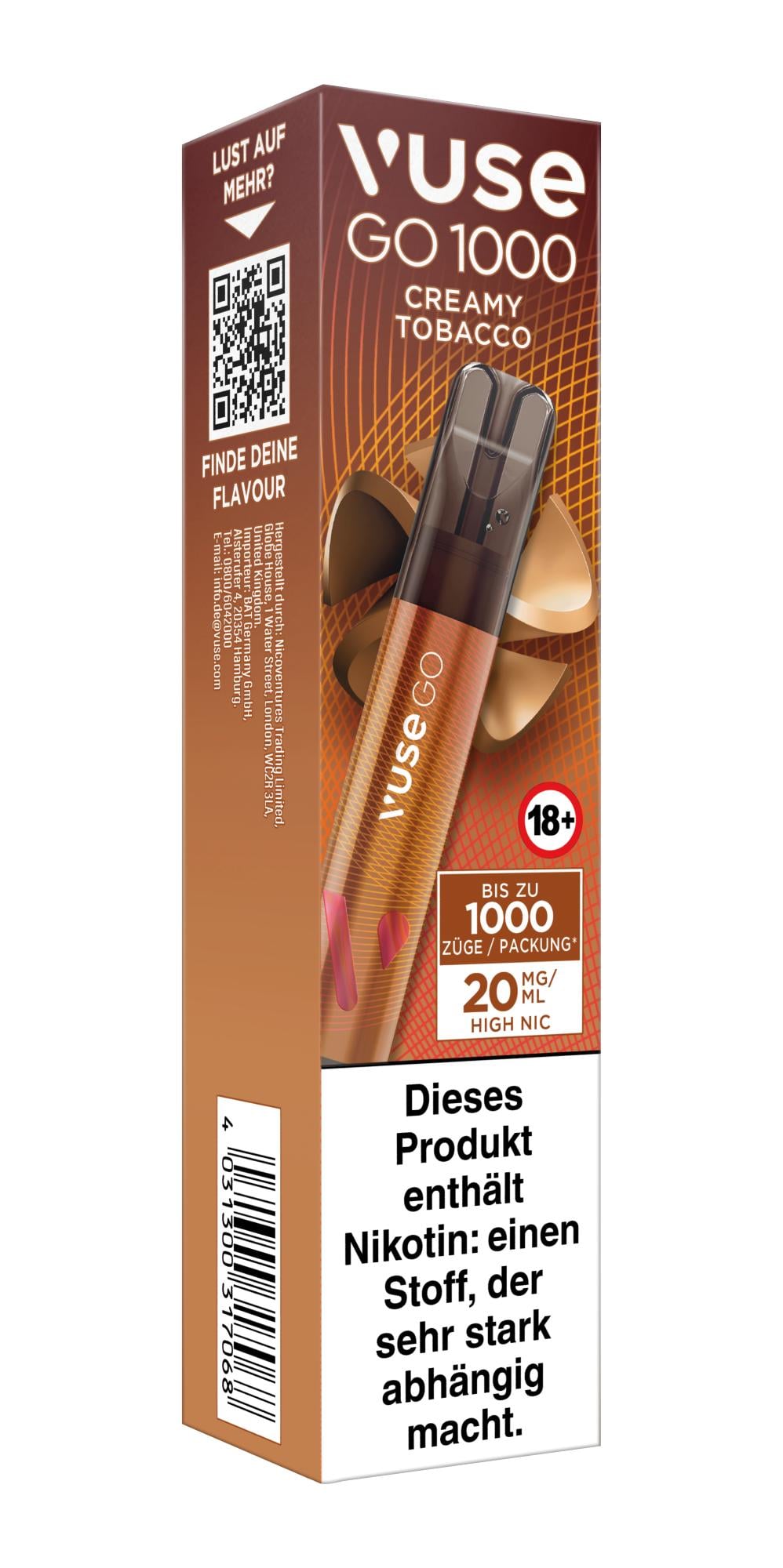 elfbar elfa kaufen Vuse GO 1000 Creamy Tobacco 20mg Disposable Cigarette