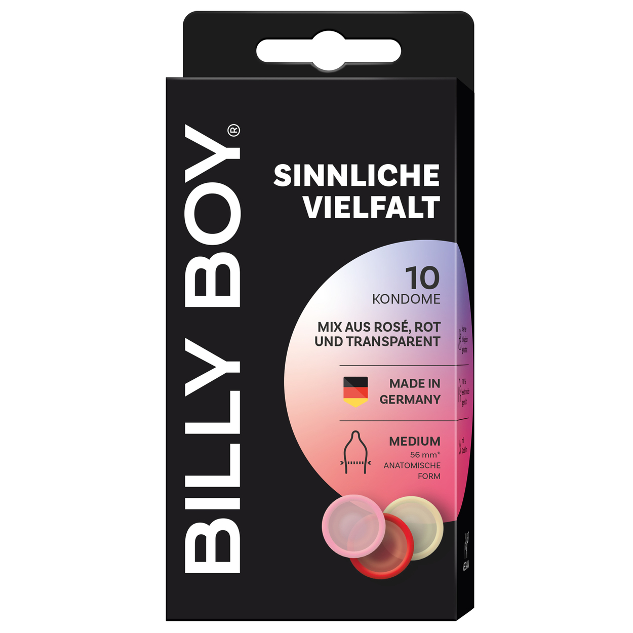 BILLY BOY Lnger Lieben 10er Pack, Kondome mit integriertem Ring fr  festeren Sitz und lngeren Spa