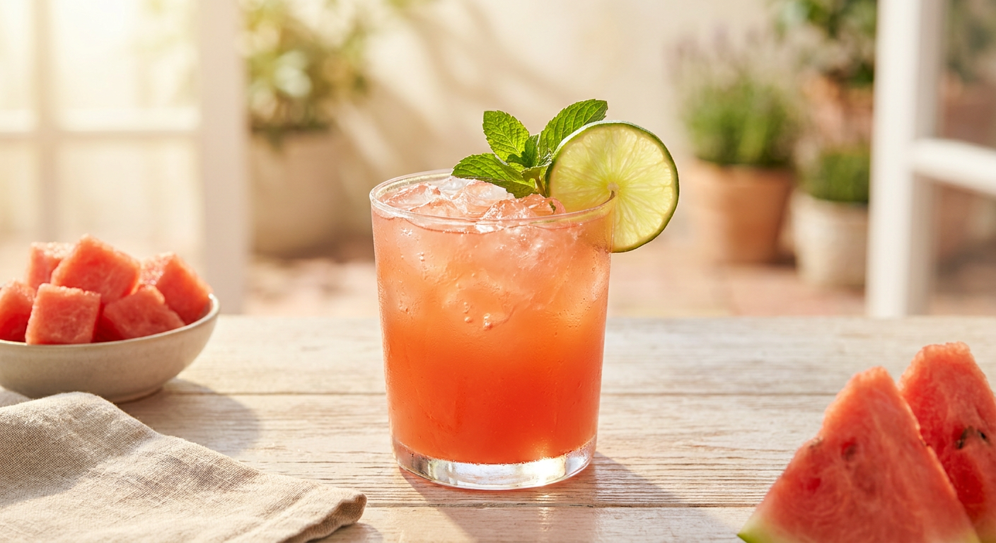 Virgin Melon Mocktail with watermelon and lime