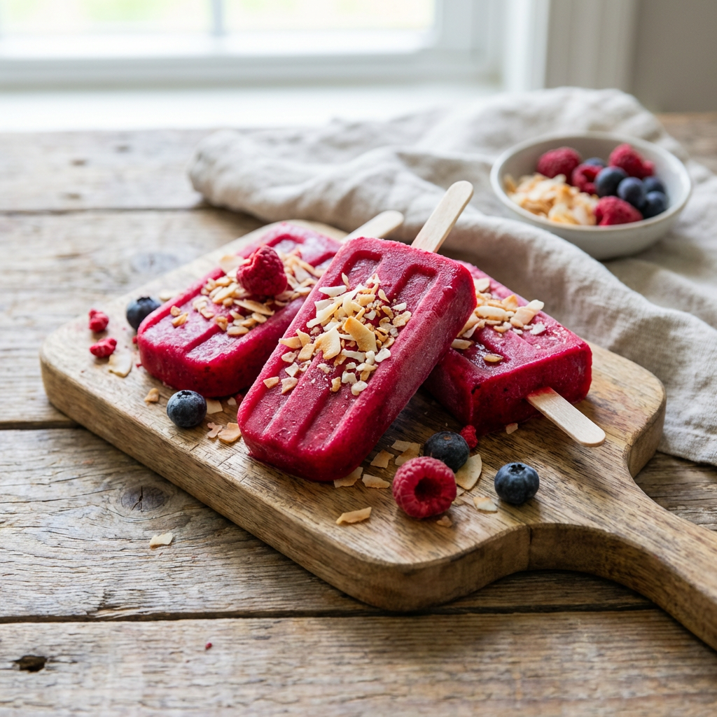 Bunte, fruchtige Eis-Popsicles am Stiel