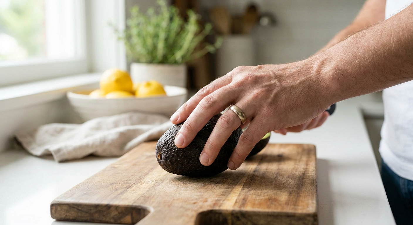 Reifegrad von Hass Avocados durch sanften Drucktest prüfen