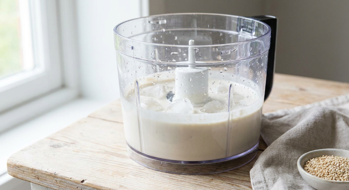 Whipping tahini emulsion with ice water