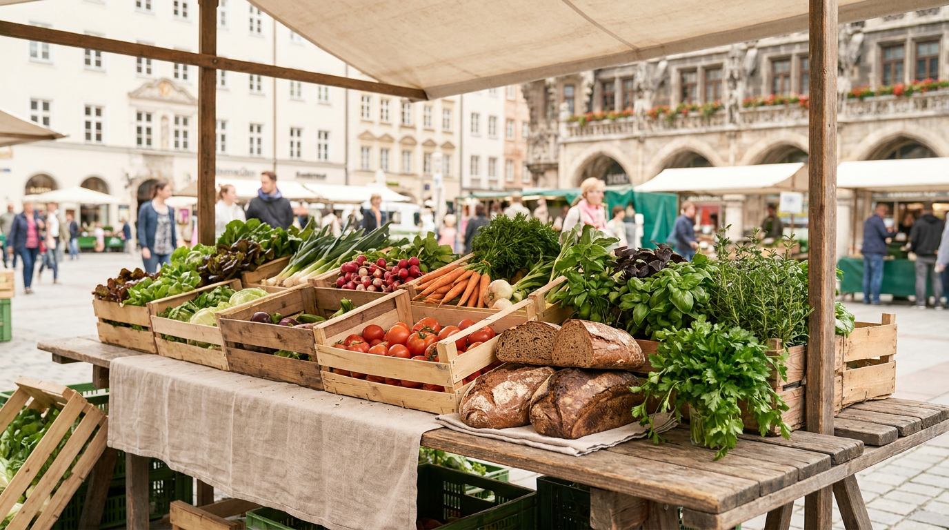 Bio-Supermarkt und regionaler Hofladen Stand in München