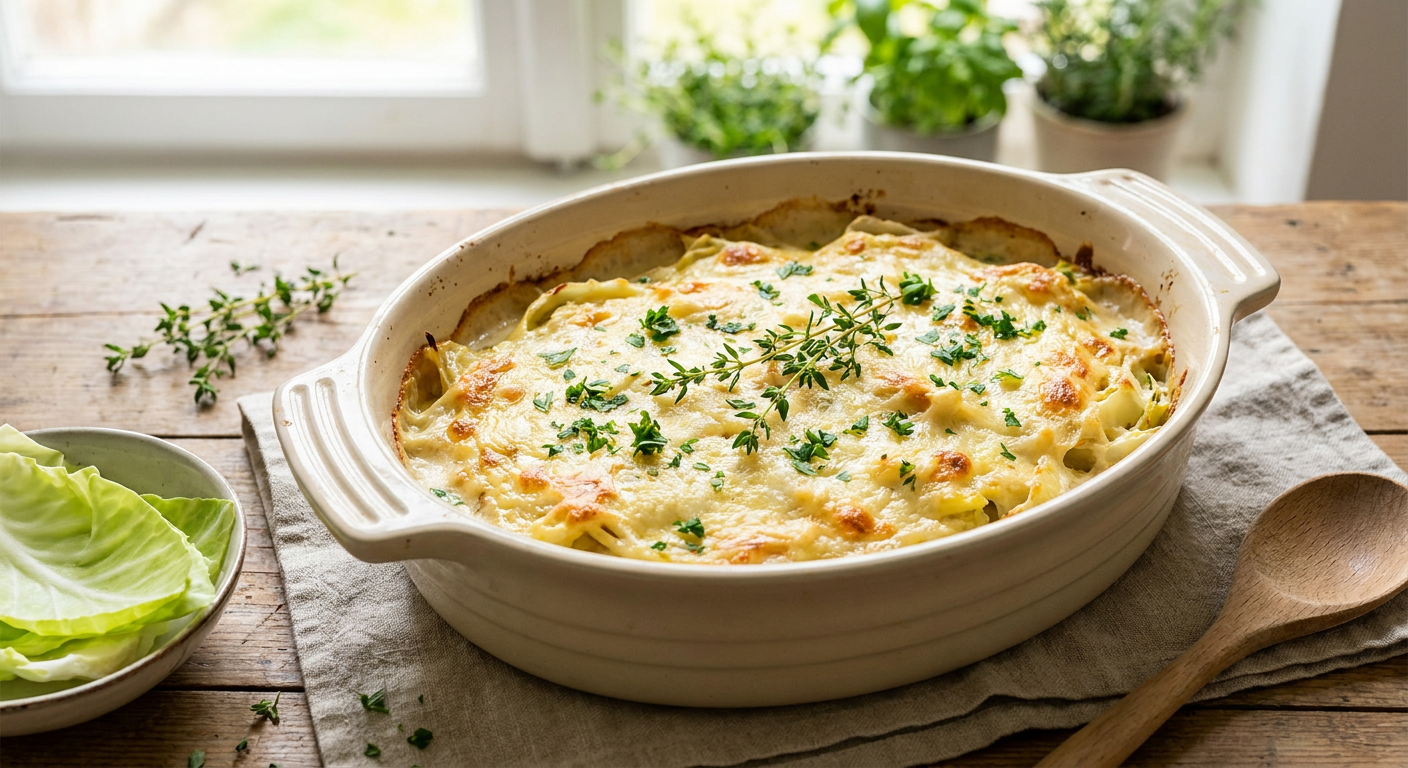 Cremiger Spitzkohl Auflauf überbacken mit Käse