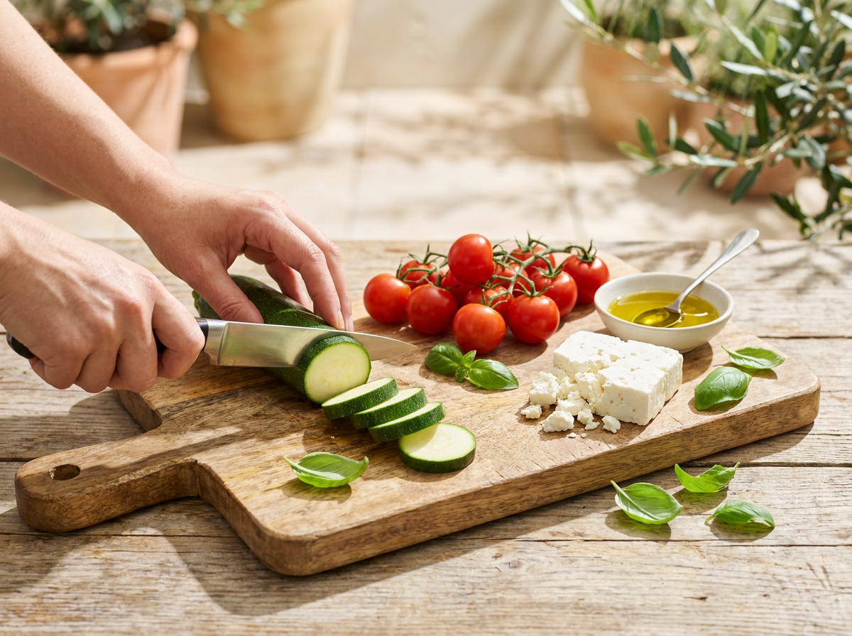 Zucchini vorbereiten und schneiden