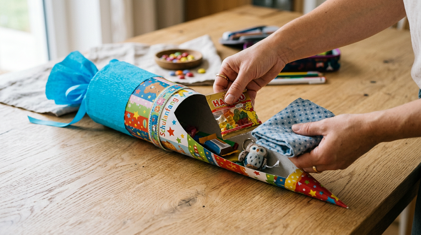 Schultüte packen Schritt für Schritt nach Zonen